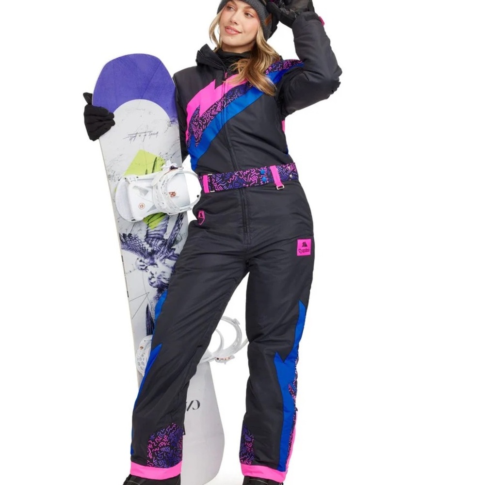 Tipsy Elves Black, Pink, and Blue Ski Jacket